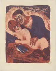 Matrose und Mädchen by Otto Dix, 1923, Farblithografie auf Bütten, sold Feb 2024