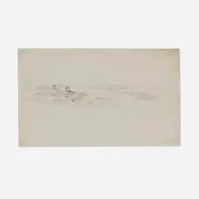 Architectural rendering for an Italian project by Richard Neutra, graphite on paper, sold Mar 2025