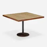 Le Corbusier and Balkrishna Doshi, Rare table for the Institute of Indology, Ahmedabad, c. 1960, laminate, teak, painted steel