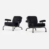 Atelier Van Lieshout, Bad club chairs, pair, 2004, upholstery, patinated forged steel