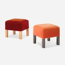 Roy McMakin, Ottomans for the El Vuelo Residence, pair, 2002, upholstery, painted maple, elm