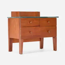 Roy McMakin, Small Three Drawer Chest, 1987 / 1992, cherry plywood, cherry, stone