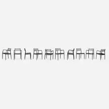 Niels O. Møller, Dining chairs from noma, set of ten, fumed, sandblasted, colored and waxed oak, leather