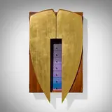 Wendy Maruyama, Gilt Soul (aka Heart of Gold), 1991, polychromed walnut, gold leaf, leather