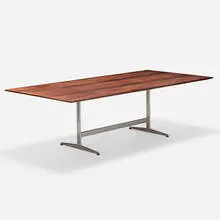 Dining table by Arne Jacobsen, c. 1960, rosewood, aluminum, sold Mar 2025
