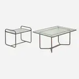 Walter Lamb, Tables, set of two, c. 1952, glass, bronze