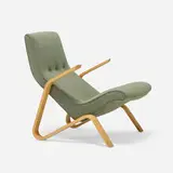 Eero Saarinen, Grasshopper Chair, 1948, upholstery, birch
