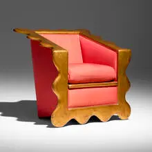 Pucci De Rossi, Chair, c. 1985, gilt wood, upholstery