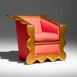 Pucci De Rossi, Chair, c. 1985, gilt wood, upholstery