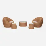Isamu Kenmochi, Rattan furniture suite, 1960-67, rattan over bamboo frame, glass, upholstery