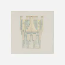 Michael Graves, Republic Bank Building and Texas Theatre, San Antonio elevation, 1982, pencil and colored pencil on tracing paper