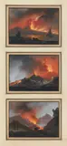 Volcanic eruptions 1794-1830 by Italian School, early 20th Century, 6 vignettes, in two frames, offered Jun 2019