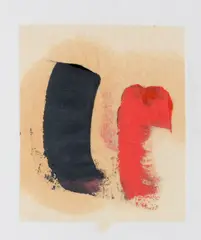 William Johnstone Obe, Red and Black Abstract, acrylic