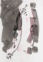 William Johnstone Obe, Abstract in Red and Black, ink