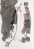 William Johnstone Obe, Abstract in Red and Black, ink