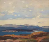 Loch Maree by Sir David Young Cameron Ra Rsa Rws Rsw Re, oil on board, sold May 2019