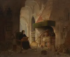 James Nasmyth, The Alchemist, oil on panel
