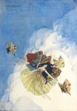 Elizabeth Mary Watt, Fairies in flight, watercolour and ink,