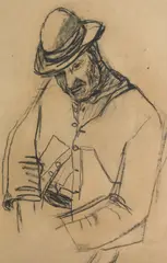 Joan Eardley Rsa, Italian Cobbler, circa 1948, artist's receipt attached verso