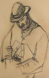 Joan Eardley Rsa, Italian Cobbler, circa 1948, artist's receipt attached verso