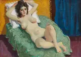 William Crosbie Rsa Rgi, Reclining nude, oil on board