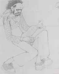 John Byrne Rsa, Guitar Player, pencil