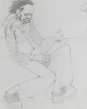 John Byrne Rsa, Guitar Player, pencil