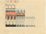 Gunta Stölzl, Entwurf für einen Jacquard Wandbehang 5 Chöre, 1928, Aquarell und Bleistift auf kariertem Papier, beidseitig
