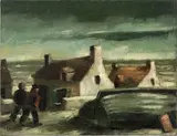 Frans Masereel, Maisons et barque, 1931, Öl auf Leinwand