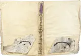 Antoni Tàpies, Two Papers on Parchment, 1971, Kreide auf Pergament, collagiert auf Pergament (gotischer Bucheinband)