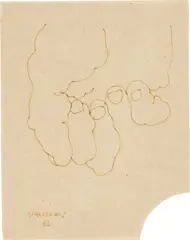 Sin título by Eduardo Chillida, 1985, Feder in Braun auf dünnem Papier, sold Jun 2023