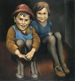 Ernest Neuschul, Kinderbildnis, 1927, Öl auf Leinwand. Doubliert