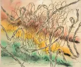 James Rosenquist, Window or trainer, 1970, Sprühfarbe, Kreide, Kohle und Bleistift auf genarbtem Papier