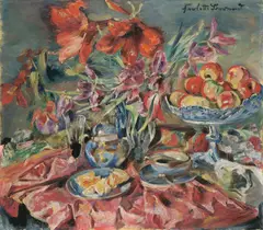 Stilleben mit Amaryllis by Charlotte Berend-Corinth, Öl auf Leinwand, sold Nov 2008