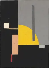 Walter Dexel, Mit gelber Viertelscheibe, Um 1927, Papiercollage auf Glanzpapier