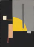 Walter Dexel, Mit gelber Viertelscheibe, Um 1927, Papiercollage auf Glanzpapier