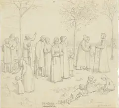 Erwin Speckter, Sonntagslust, 1825, Feder in Schwarz und Grau auf Bütten