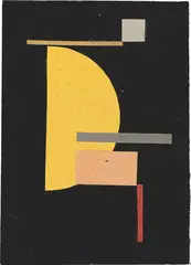 Walter Dexel, Mit gelber Halbscheibe, Um 1927, Papiercollage auf Glanzpapier