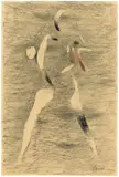Willi Baumeister, Athleten, 1934, Farbkreide, Kohle und Bleistift auf festem Papier