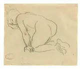 August Macke, Weiblicher Akt 76, 1912, Kreide auf Transparentpapier