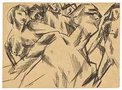 Vision II by August Macke, 1913, Tuschfeder auf bräunlichem Papier, sold May 2019