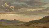 Johann Heinrich Schilbach, Wolken über der Campagna, Öl auf Papier auf Holz