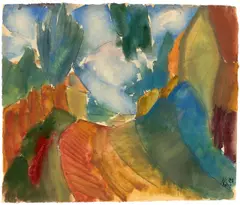 Max Kaus, Feldweg bei Lauterbach auf Rügen, 1921, Aquarell über Bleistift auf Zanders-Bütten