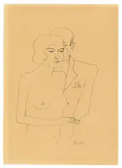 Christian Schad, Paar, 1928, Tuschfeder auf Papier