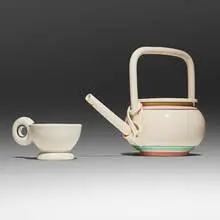 Peter Shire, Teapot and cup, 1978, 2002, glazed ceramic