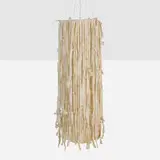 Gere Kavanaugh, Hanging light, textiles, buttons, sewing pins, enameled steel