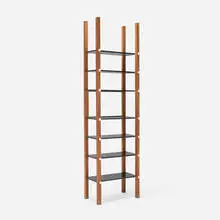 Gere Kavanaugh, Custom bookcase, wood, lacquered wood, glazed ceramic