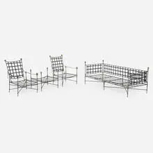 Mario Papperzini, Patio suite, c. 1965, enameled and gilt wrought iron