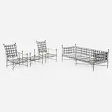 Mario Papperzini, Patio suite, c. 1965, enameled and gilt wrought iron