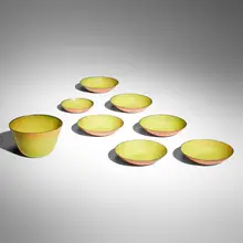 Jade Snow Wong, Collection of eight bowls, enameled copper